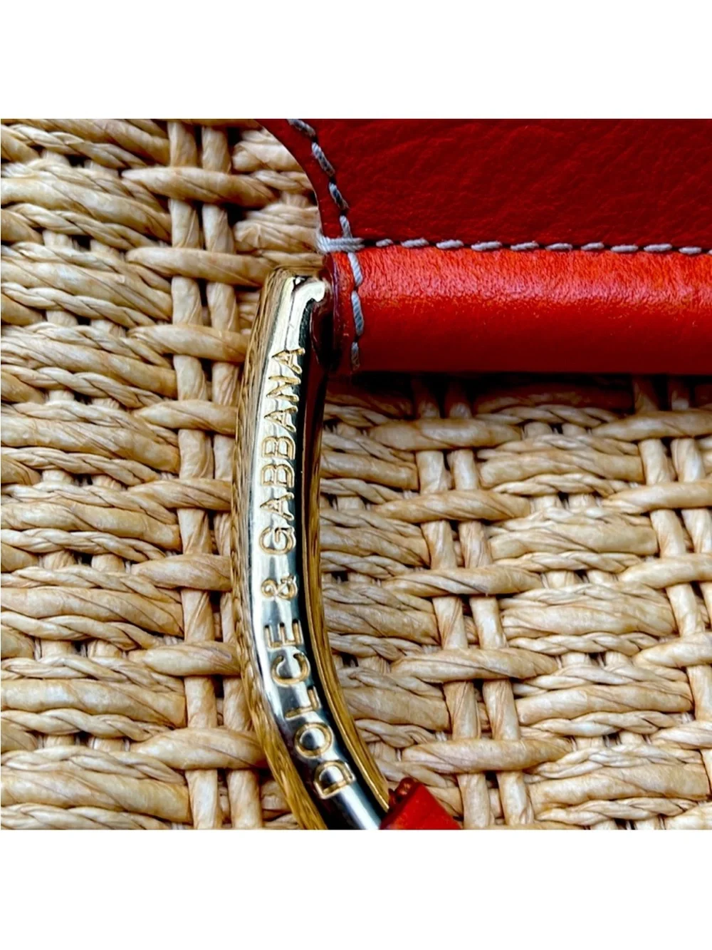 Dolce & Gabbana Straw Hobo with Orange Leather Trim - Picture 8 of 13